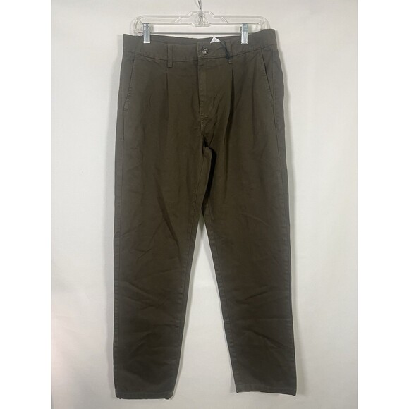 Piombo Italian Cotton Pleated Front Pants Men's 33 Classic Brown Chino Trouser - Picture 1 of 11